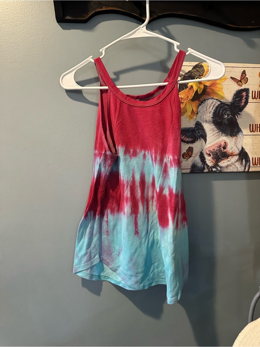 dELiA*s Red & Light Blue Tie-Dye Racerback Tank